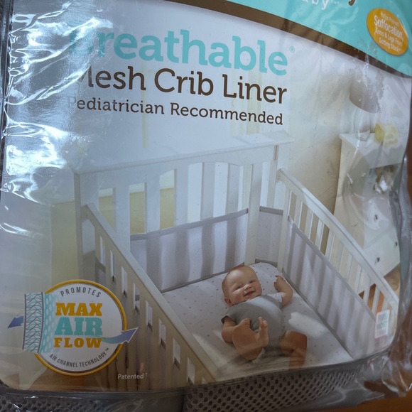 BreathableBaby Classic Breathable Mesh Crib Liner Grey NEW!! - Picture 5 of 7